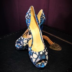 Nine West, Constance D’Orsay, Blue, Peep Toe Pumps